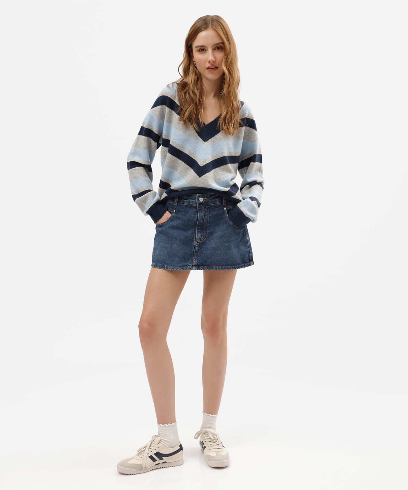 short saia jeans feminino cintura média azul
