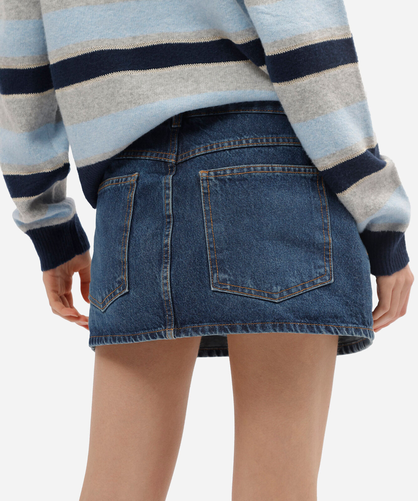 short saia jeans feminino cintura média azul