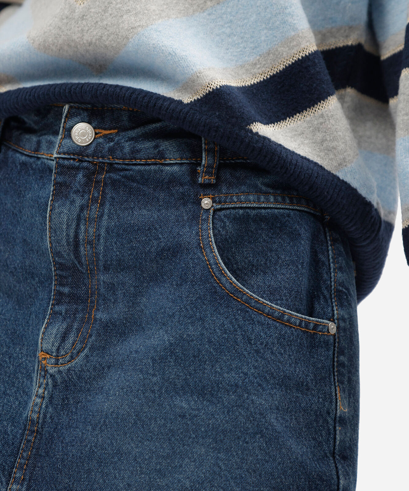 short saia jeans feminino cintura média azul