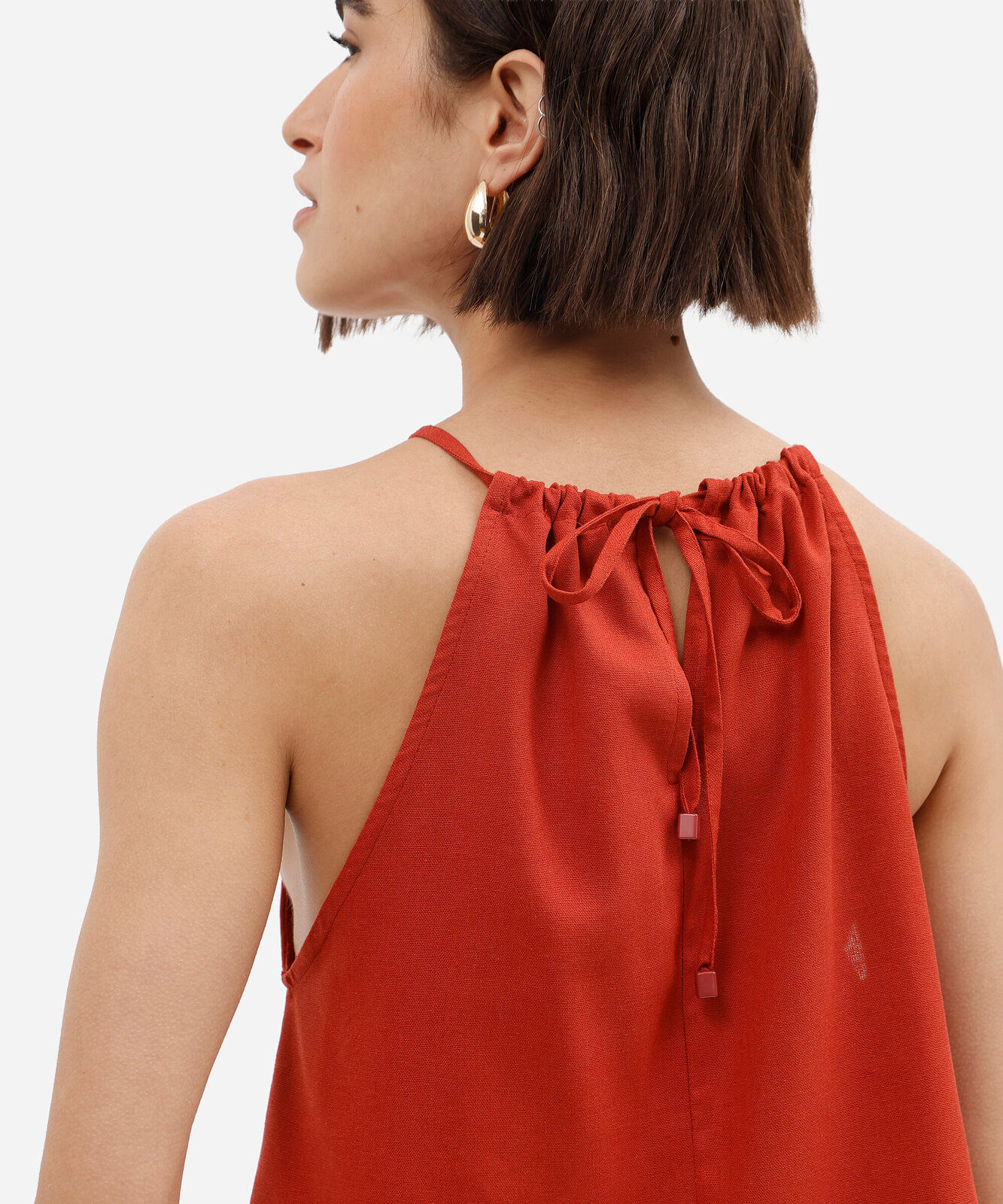 blusa feminina com linho halterneck laranja