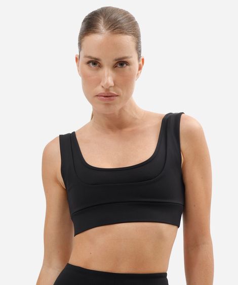 top esportivo feminino de poliamida decote quadrado preto