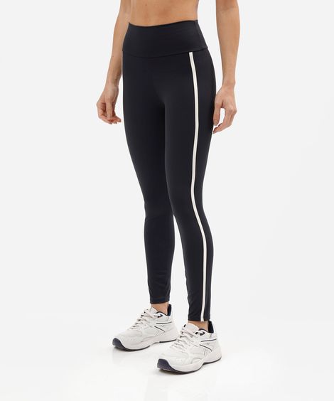 calça legging esportiva feminina de poliamida com viés preta