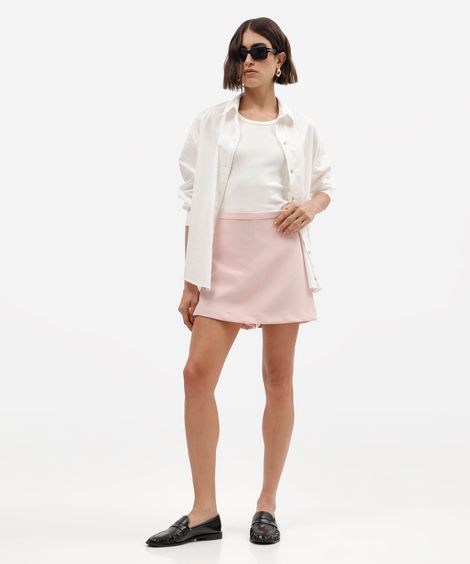 short saia de alfaiataria feminino com viscose rosa
