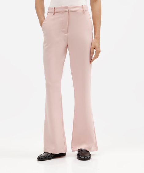 calça flare feminina de alfaiataria rosa