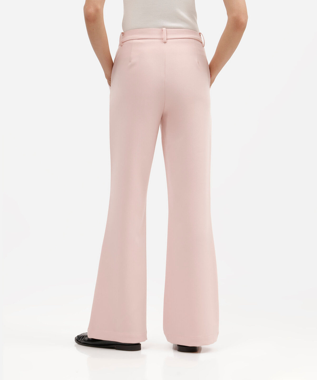 calça flare feminina de alfaiataria rosa