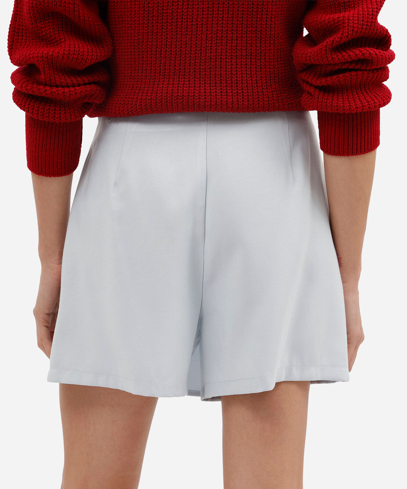 short saia de alfaiataria feminino com viscose azul