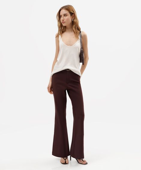 calça flare feminina cintura alta vinho