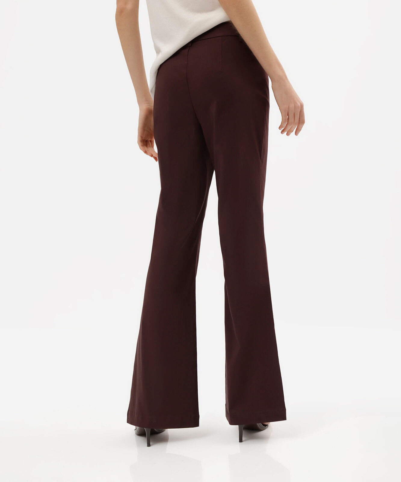 calça flare feminina cintura alta vinho