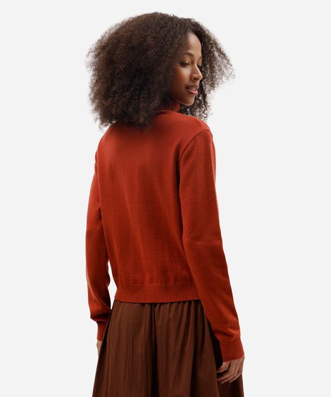 suéter feminino de tricot gola alta laranja