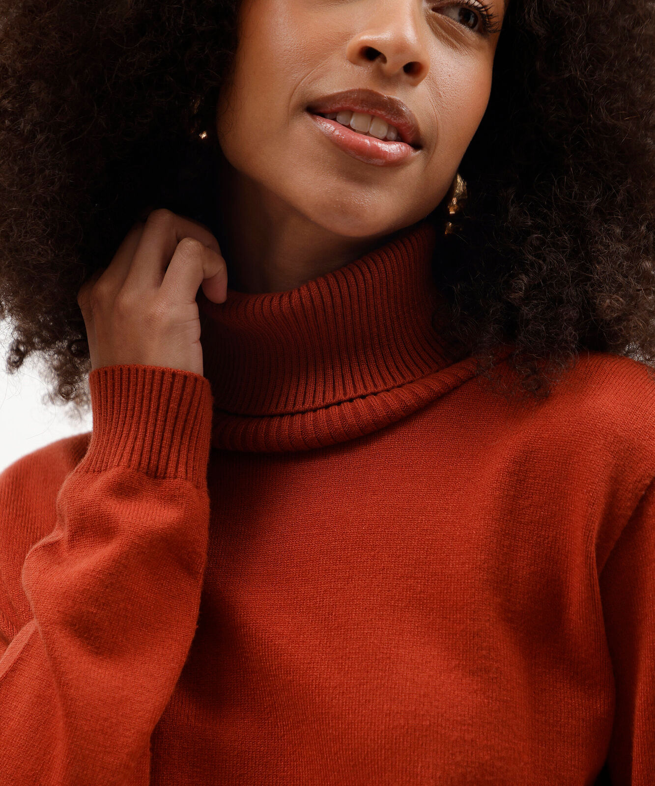 suéter feminino de tricot gola alta laranja