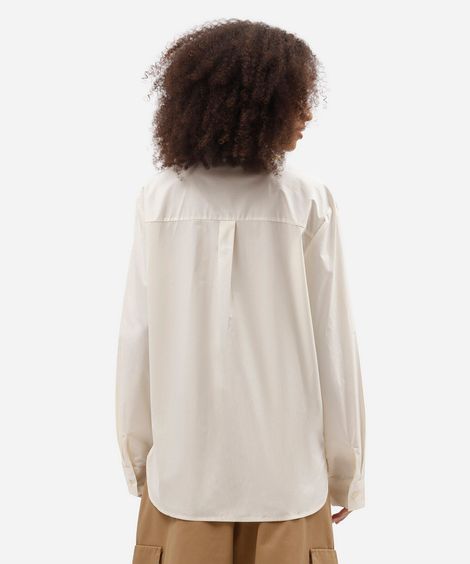 camisa feminina de algodão manga longa off white