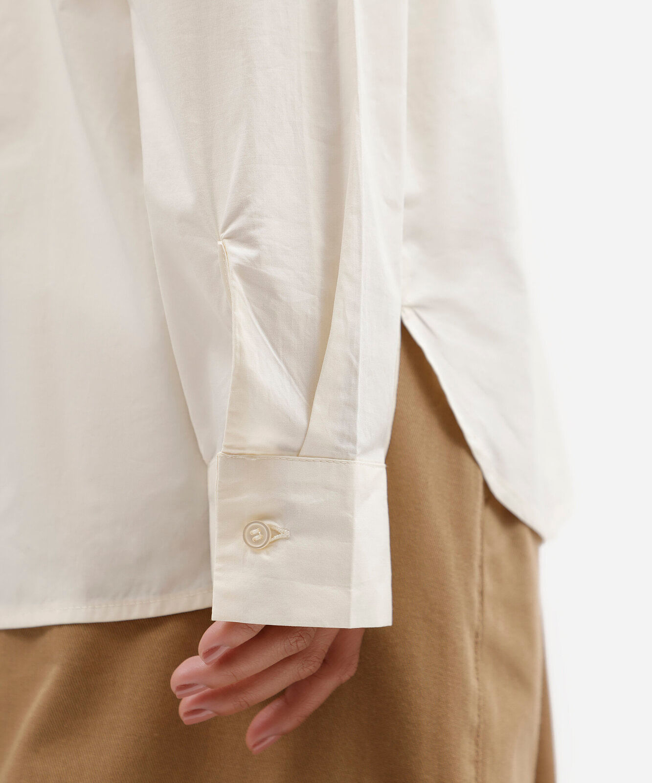 camisa feminina de algodão manga longa off white