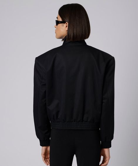 jaqueta bomber cropped feminina gola funnel neck com ombreiras mindset giomei preta