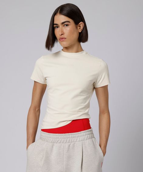camiseta baby look feminina de poliamida esportiva manga curta mindset giomei amarela