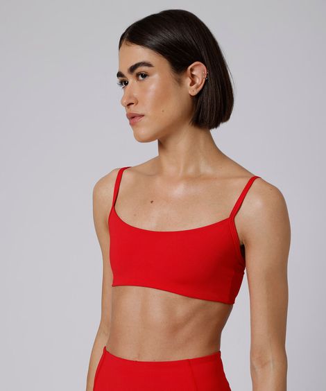 top esportivo feminino alça fina mindset giomei vermelho