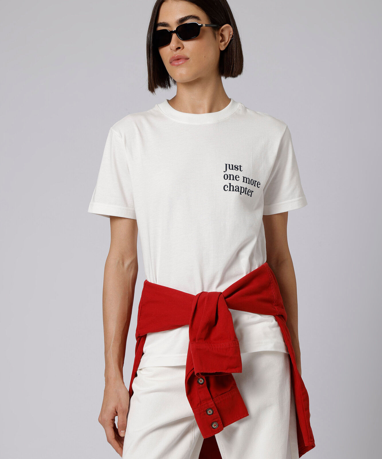 camiseta feminina de algodão manga curta estampada mindset off white