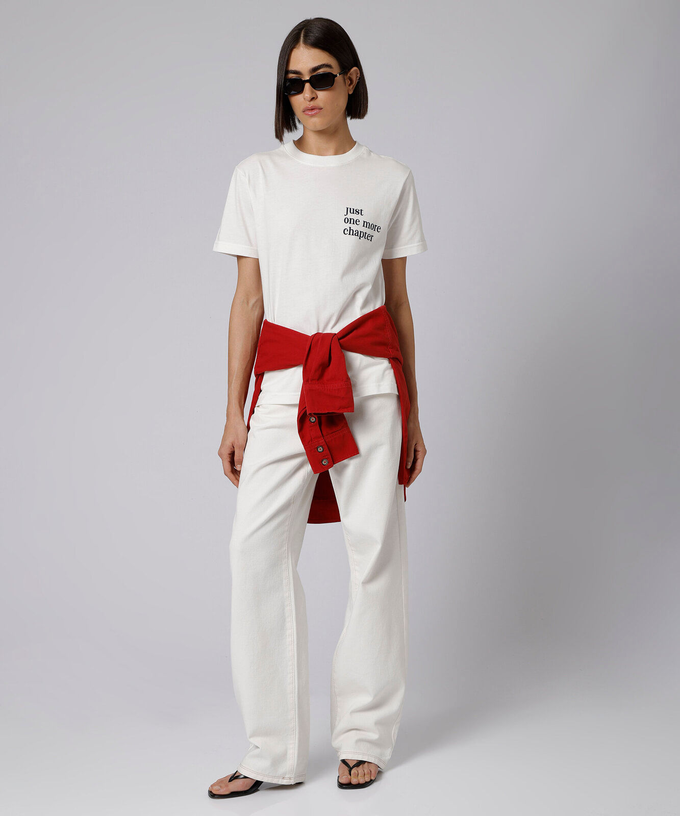 camiseta feminina de algodão manga curta estampada mindset off white