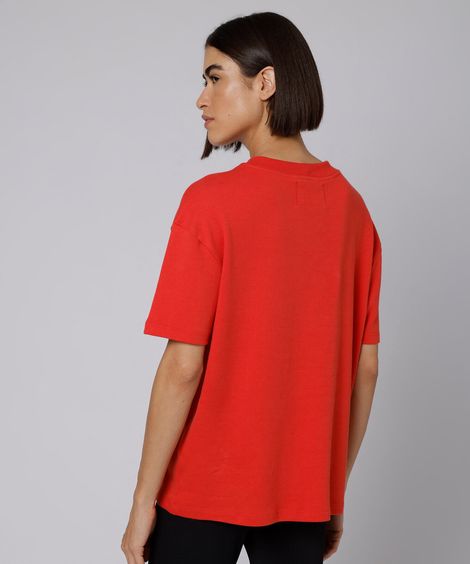 camiseta oversized feminina de algodão manga curta mindset giomei vermelha
