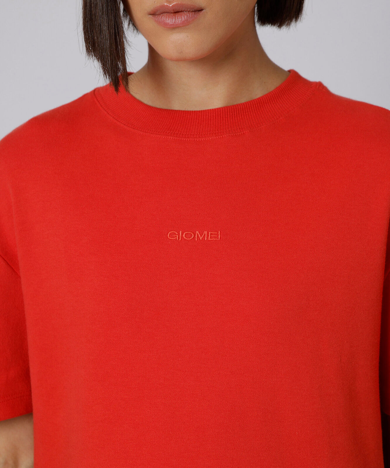 camiseta oversized feminina de algodão manga curta mindset giomei vermelha