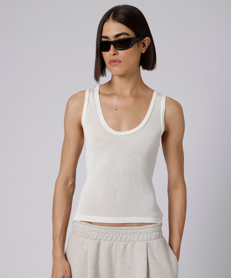 blusa feminina de tricot com sobreposição mindset giomei off white
