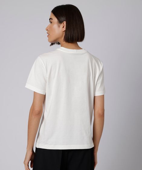 camiseta feminina de algodão manga curta estampada mindset off white