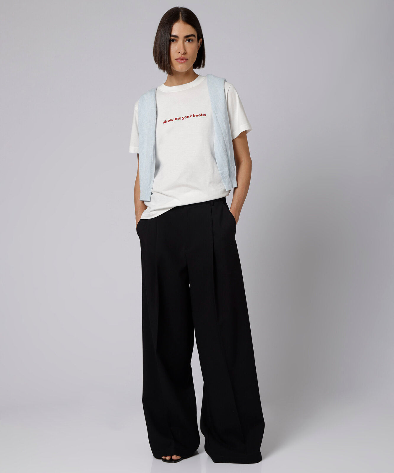 camiseta feminina de algodão manga curta estampada mindset off white