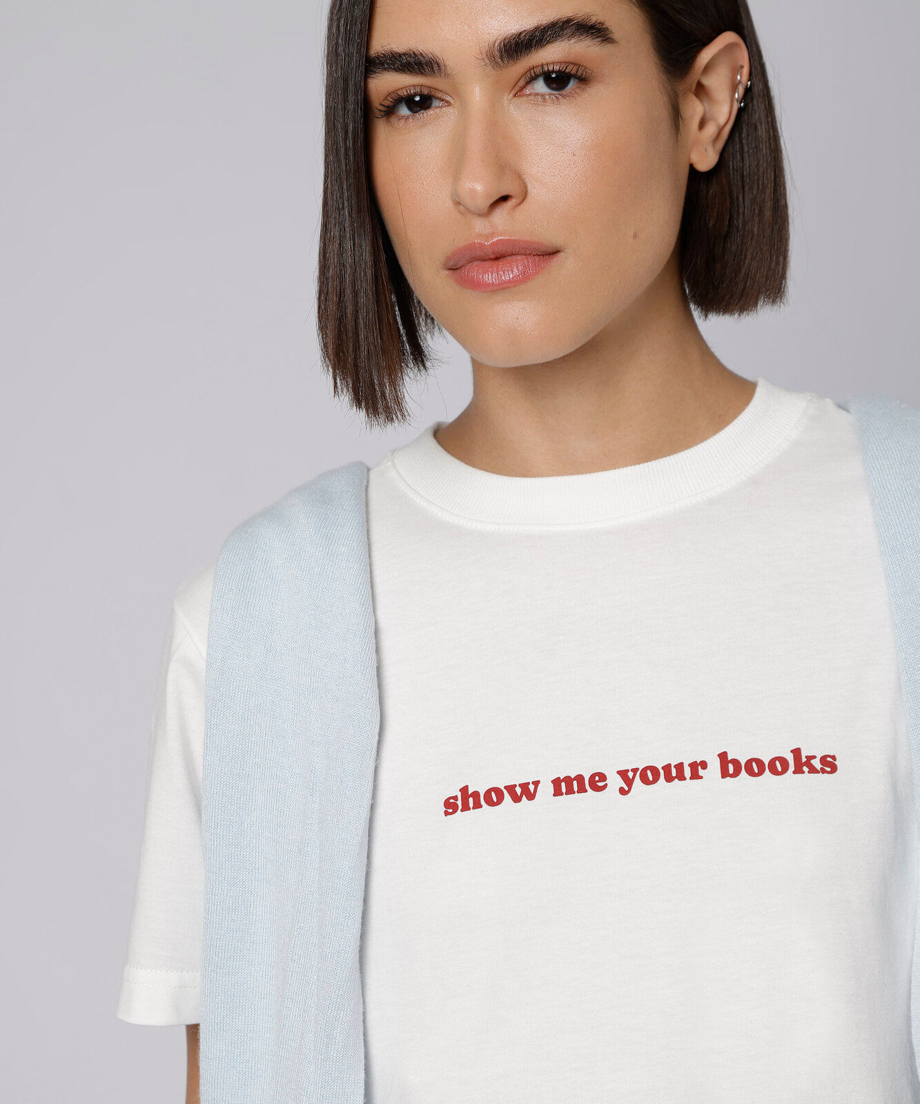 camiseta feminina de algodão manga curta estampada mindset off white