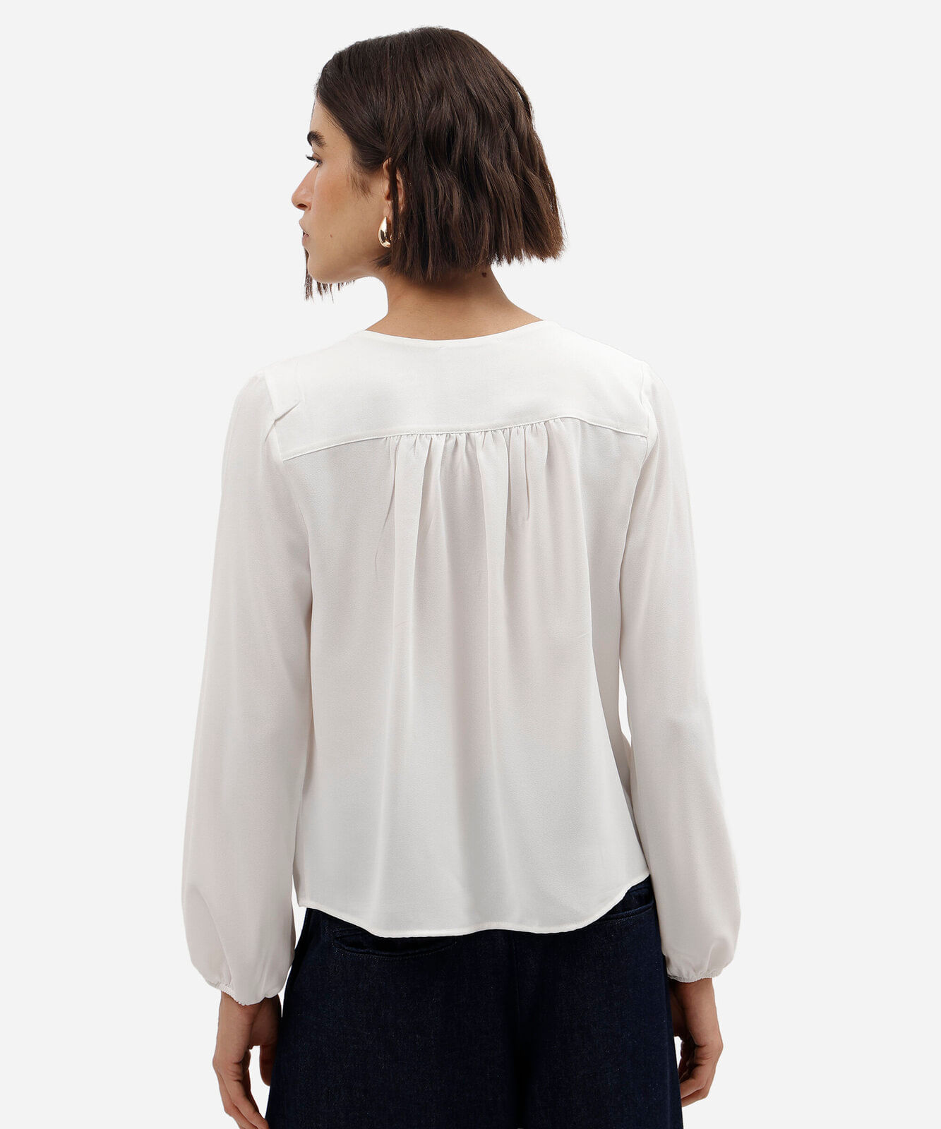 bata feminina manga longa com amarração off white