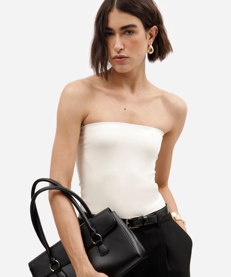 body sem alça feminino decote reto off white