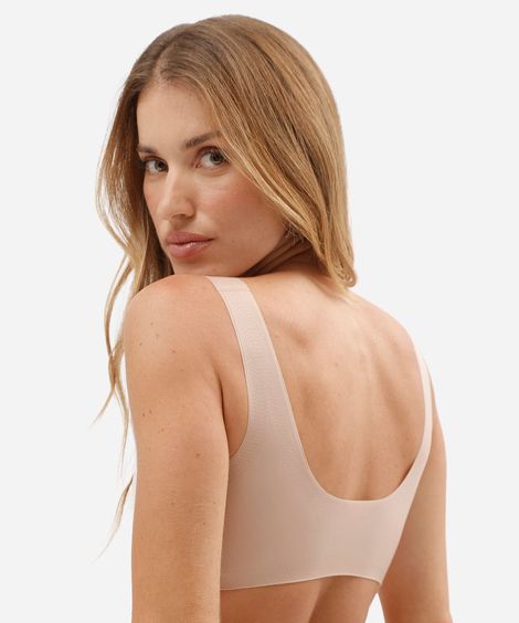 sutiã top feminino com bojo removível micro naked bege