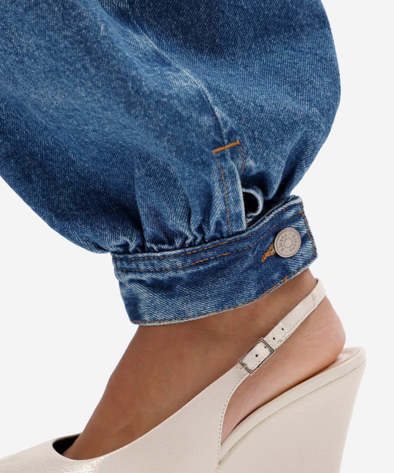 calça balonê feminina jeans cintura média azul