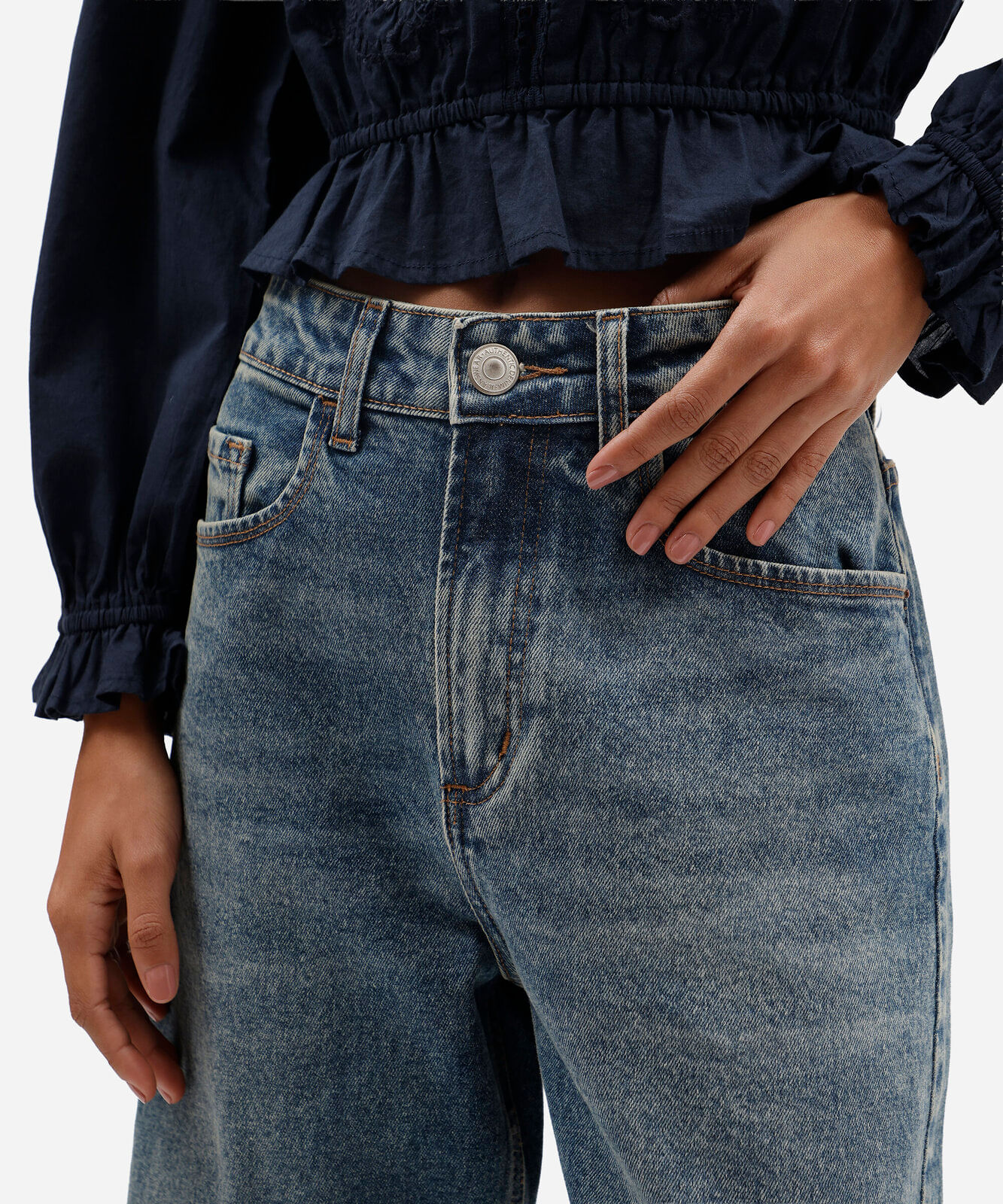 calça wide leg feminina jeans azul
