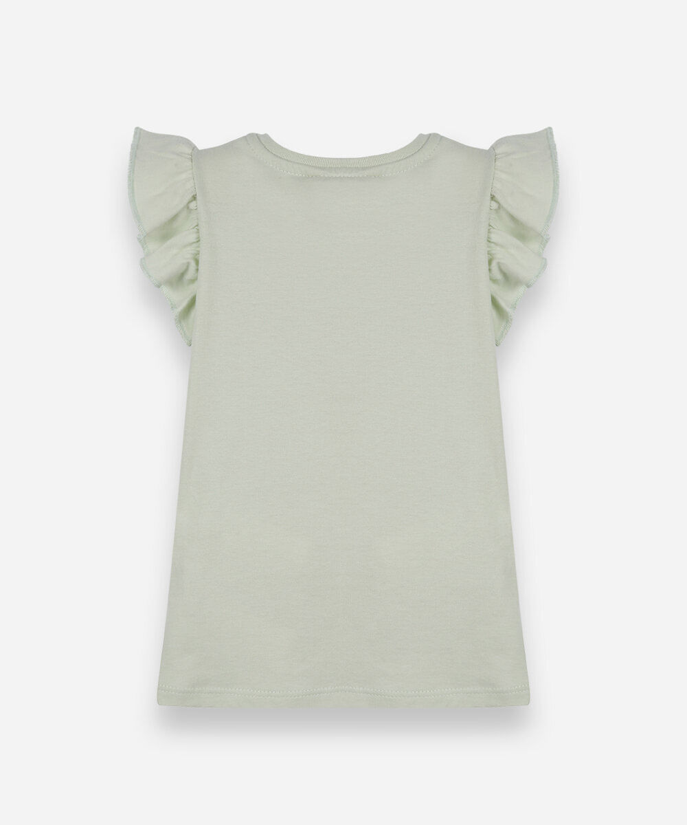 camiseta infantil de algodão com estampa hello kitty verde