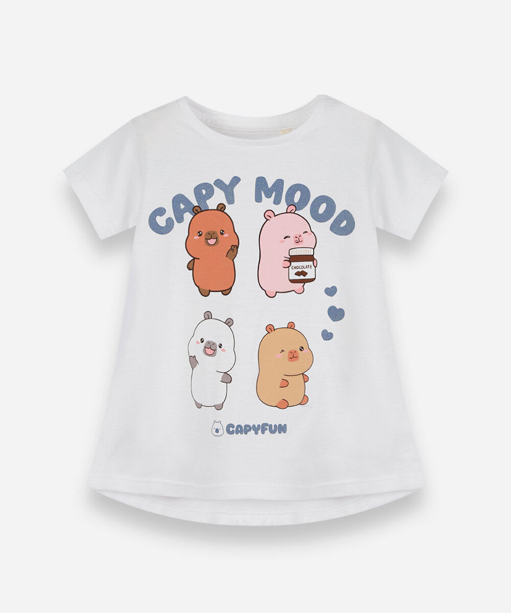 camiseta infantil de algodão capy mood off white