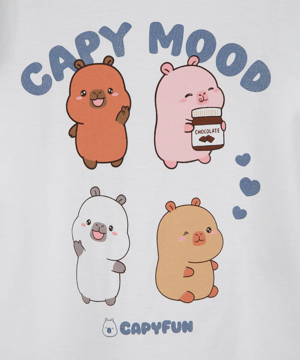 camiseta infantil de algodão capy mood off white