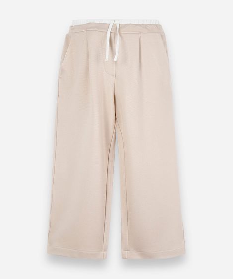 calça de viscose infantil cós duplo bege