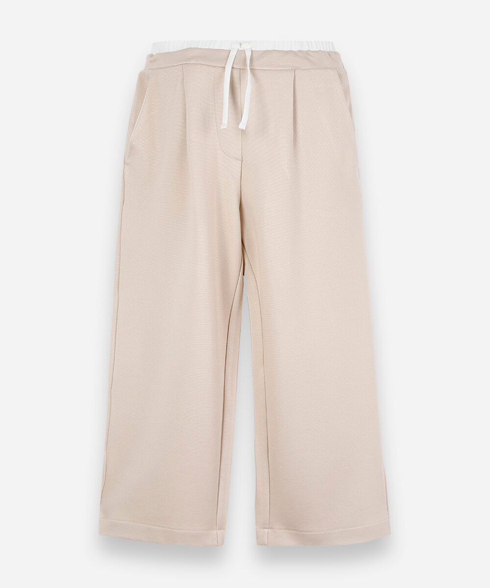 calça de viscose infantil cós duplo bege