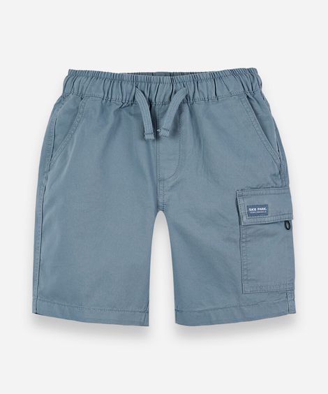 bermuda cargo infantil de sarja com cós elástico azul
