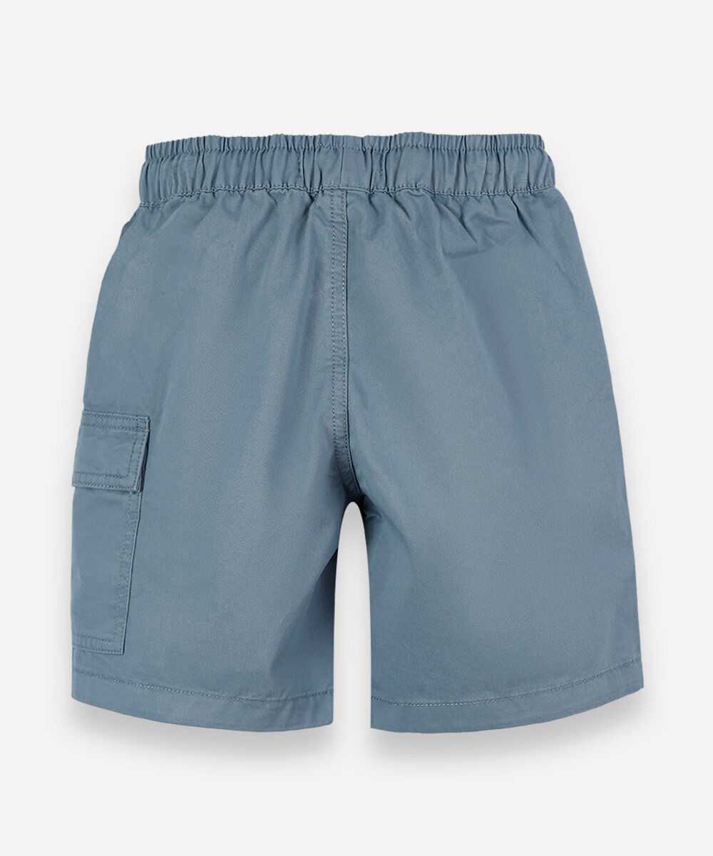 bermuda cargo infantil de sarja com cós elástico azul