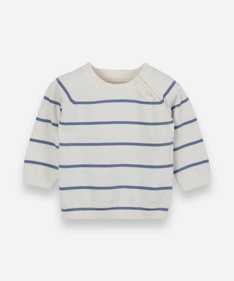 suéter de tricot infantil listrado off white