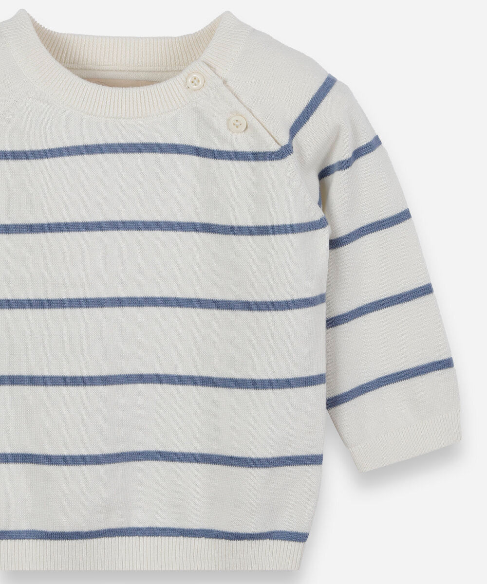 suéter de tricot infantil listrado off white