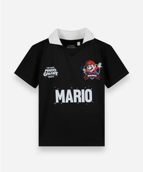 polo infantil super mario preta