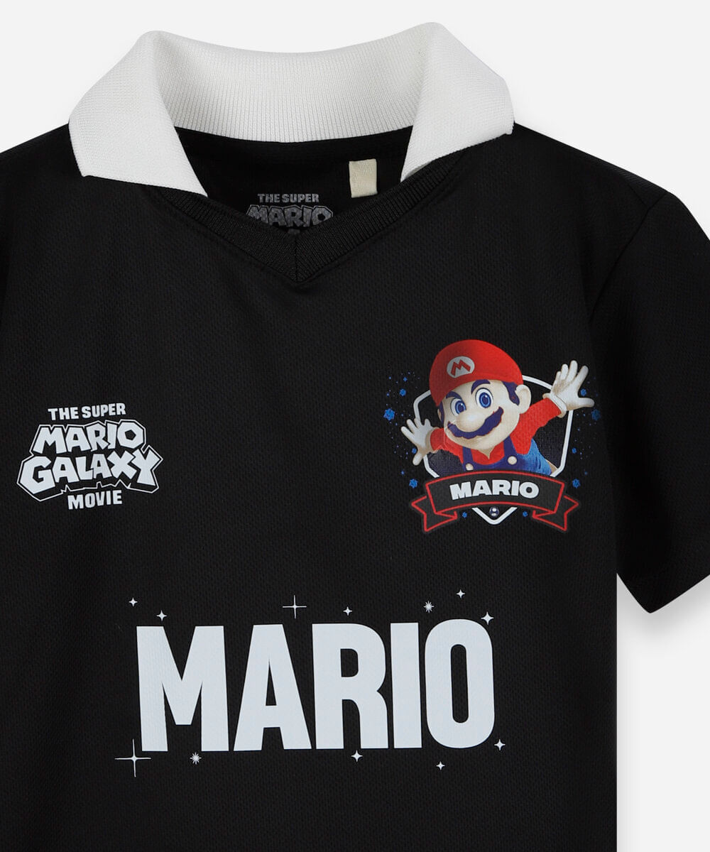 polo infantil super mario preta
