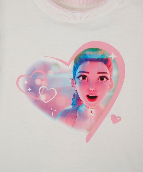 camiseta Infantil de algodão guerreiras do kpop off white