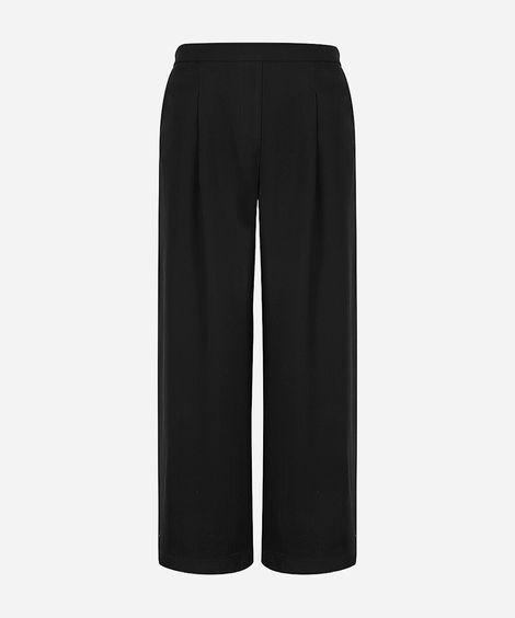 calça wide leg juvenil com viscose cós elástico preta