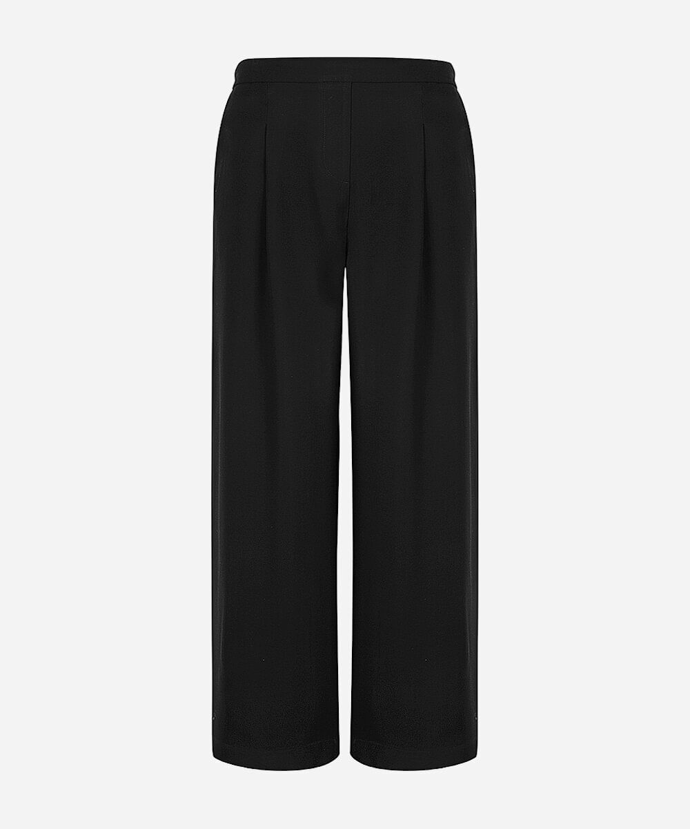calça wide leg juvenil com viscose cós elástico preta