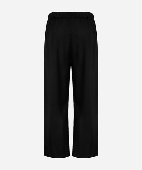 calça wide leg juvenil com viscose cós elástico preta