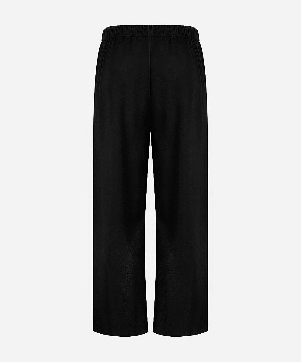 calça wide leg juvenil com viscose cós elástico preta
