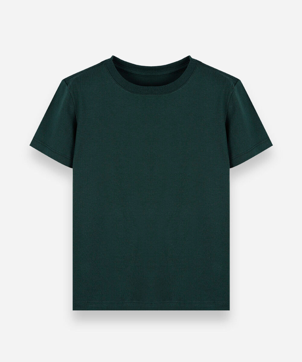 camiseta de algodão infantil manga curta básica verde