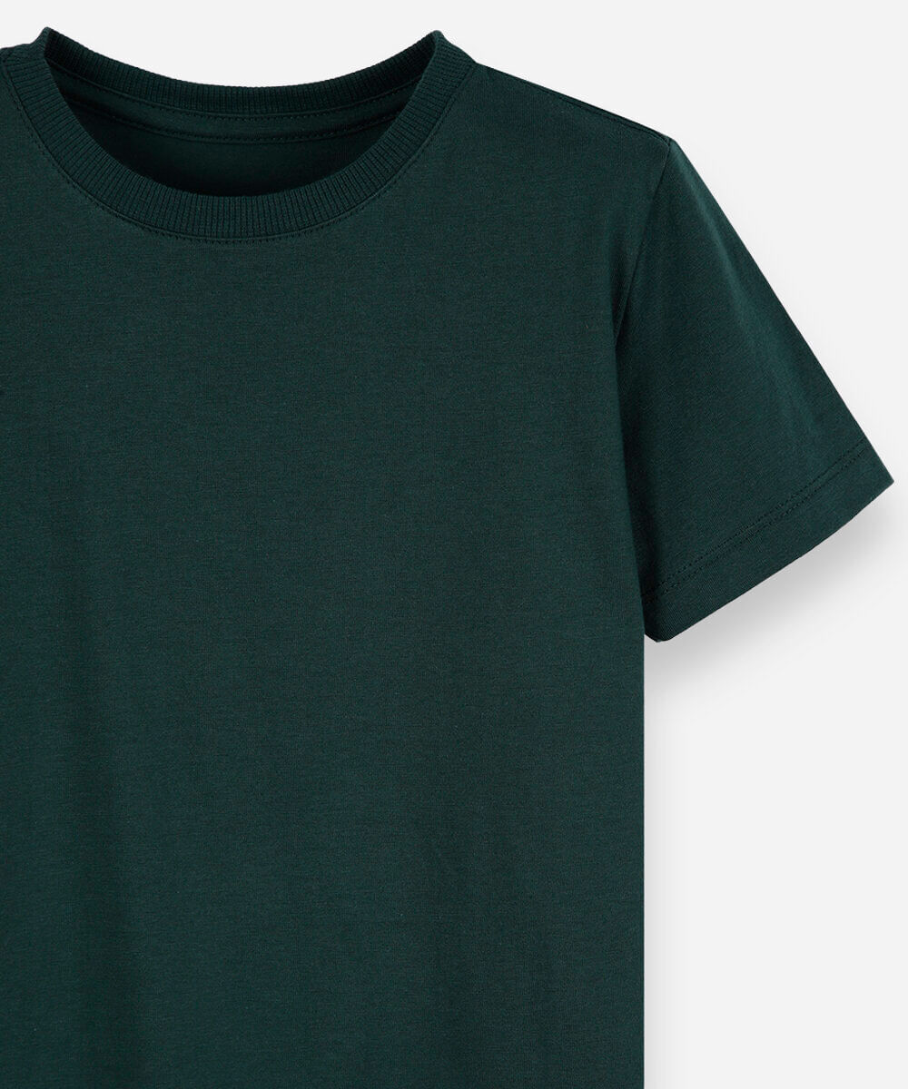 camiseta de algodão infantil manga curta básica verde